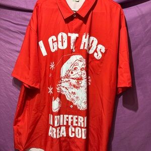 Festive Red Santa Graphic Men's Shirt I Got Hos In Different Area Codes